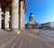 Panoramic image of Gendarmenmarkt square in Berlin with French c