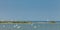 Panoramic image of the IJsselmeer lake in The Netherlands