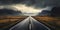Panoramic Image of a Lonely, Endless Highway in Mountains