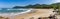 Panoramic image of Praia Branca White Beach located in the city of Bertioga