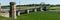 Panoramic image. Railway bridge over the river Elbe near Torgau. Saxony. Germany