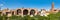 Panoramic image of ruined Basilica of Maxentius and Constantine