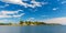 Panoramic image of a small swedish island with old houses