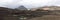 Panoramic image. Typical volcanic landscape in Iceland