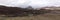 Panoramic image. Typical volcanic landscape in Iceland