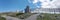 Panoramic image. Wooden Church on Krippenstein of the Dachstein Mountains range. Austria