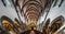 Panoramic interior view of medieval church in Ribeauville, Alsac