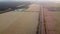 Panoramic landscape agricultural wheat fields, industrial fields, forest, city