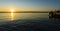 Panoramic landscape of a beautiful sunset reflecting on the lake Zugersee.