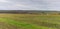 Panoramic landscape with harvested cereals field in Sumskaya oblast, Ukraine