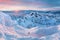 Panoramic landscape of Jizera Mountains, view from peak Izera with frosty spruce forest, trees and hills. Winter time near ski res