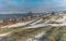 Panoramic landscape with Kakhovka Reservoir located on the Dnipro River near Skelki village, Ukraine