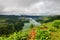 Panoramic landscape of lake Sete Cidades lagoon in Azores.