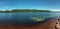 Panoramic landscape with large lake and some mountain in the canadian fores