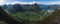 Panoramic landscape of mountain and river  view from Romsdalseggen hiking route, Norway, Scandinavia