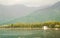 Panoramic Landscape scenery heavenly pristine beauty of world famous Dal Lake, Srinagar, Jammu and Kashmir, India. The Great