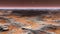 Panoramic landscape on the surface of Mars. Realistic cinematic animation. Camera moves to the Crater.