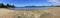 Panoramic landscape view of Coopers Beach New Zealand