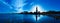 Panoramic landscpae with Lighthouse in contre jour twilight