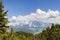 Panoramic landscpae scenic view of mountain range Dachstein from