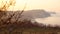 Panoramic lanscape of sea bay in summer sunset. Fabulous sunset in the rocks, amazing nature