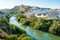 Panoramic late afternoon sight in Arcos de la Frontera, province of Cadiz, Andalusia, Spain.