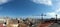 Panoramic long image of the city of barcelona showing buildings