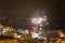 Panoramic lovely view of fireworks on the Principality of Monaco