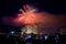 Panoramic lovely view of fireworks on the Principality of Monaco
