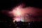 Panoramic lovely view of fireworks on the Principality of Monaco