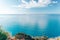 Panoramic minimalistic view on mediterranean sea from a hill on Elba island in Tuscany