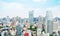 Panoramic modern city skyline bird eye aerial view with blue sky in Tokyo, Japan