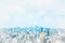 Panoramic modern cityscape building view of Nagoya, Japan. mix hand drawn sketch illustration