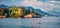 Panoramic morning cityscape of Bella island, Stresa town. Beautiful summer scene of Maggiore lake, Province of Verbano-Cusio-Ossol