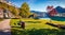 Panoramic morning view of Grundlsee village. Sunny autumn view of Eastern Alps, Liezen District of Styria, Austria, Europe. Splend