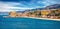 Panoramic morning view of Scilla town with Ruffo castle on background, administratively part of the Metropolitan City of Reggio Ca