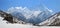 Panoramic Mountain Landscape in Himalaya. View to Machapuchare Top, Fish Tail Peak.