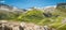 Panoramic mountain landscape in Tirol, Austria with a glacier in the background