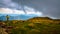 Panoramic mountain view. Stormy weather in the mountains