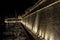 Panoramic night shot of an illuminated brick wall at the Land Gate in Zadar Croatia