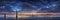 Panoramic night view of the bridge, magical cityscape. Generative AI