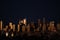 Panoramic night view of City of Los Angeles with highrises reflecting evening light
