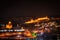 Panoramic night view old Tbilisi with snowy mountains