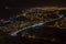 Panoramic night view of Ushuaia city, Tierra del Fuego, Argentina.