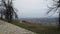 Panoramic observation deck on mount Mashuk on the city of Pyatigorsk. Autumn small town