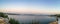 Panoramic ocean shoreline at dusk