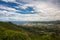 Panoramic overhanging view on wonderful biscay bay in blue sky with mountain la rhune