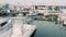 Panoramic panning Italian Coastal town marina vacation Riccione