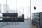 Panoramic penthouse living room inteiror black