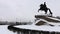 Panoramic of Peter The Great Statuein Winter